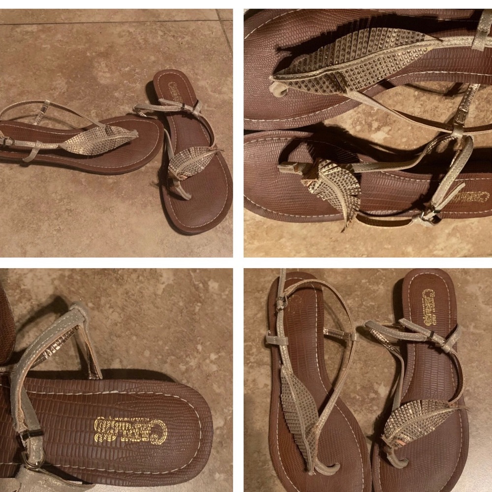 CARLOS Santana Gold Leaf Jeweled Sandals